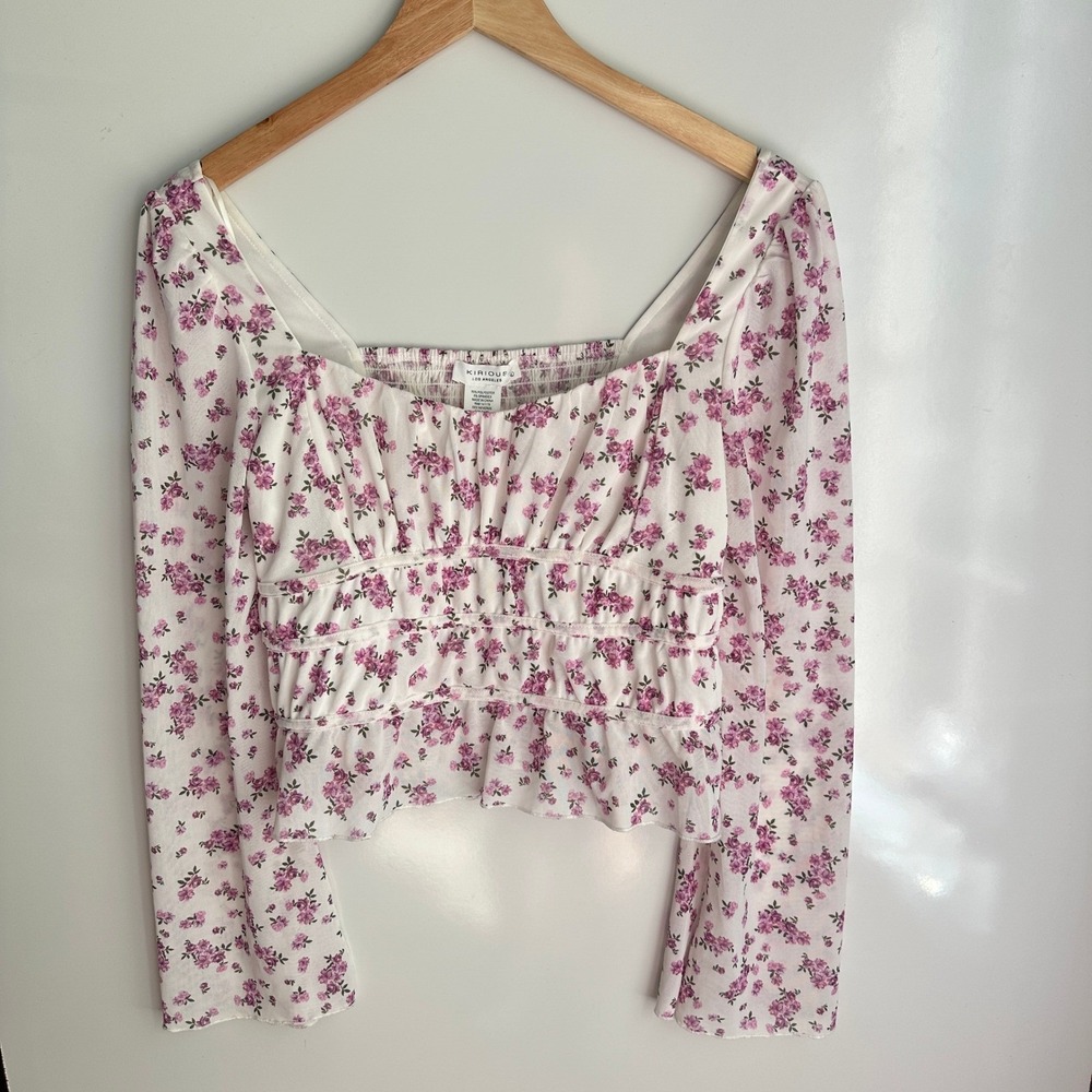 Kirious Los Floral Top Cropped Coquette Fairy Romance Cottage Boho Large - Picture 9 of 11
